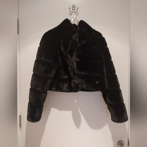 Belle Fare Black Faux Fur Cropped Jacket